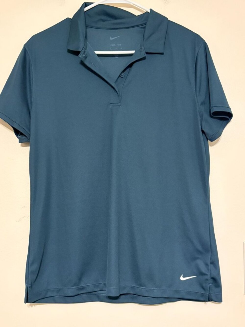 Women's Nike Dri-Fit Turquoise Green 3-Button Polo Shirt Size Large